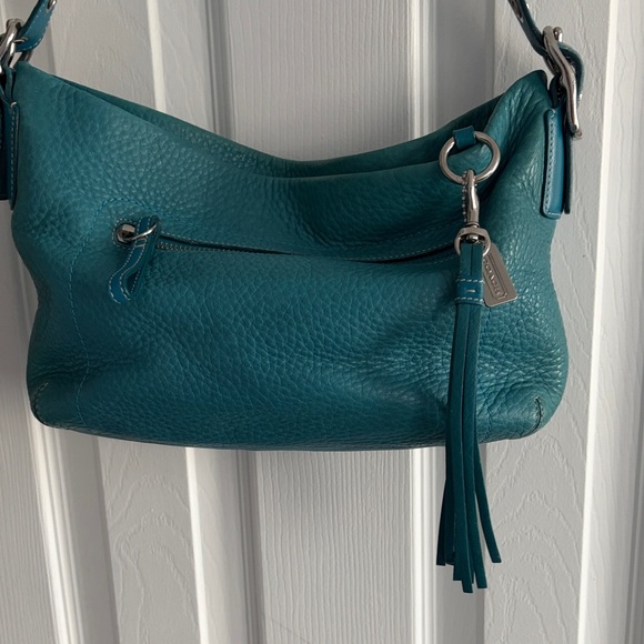 Coach Vintage Teal Leather Shoulder Bag - Picture 7 of 15